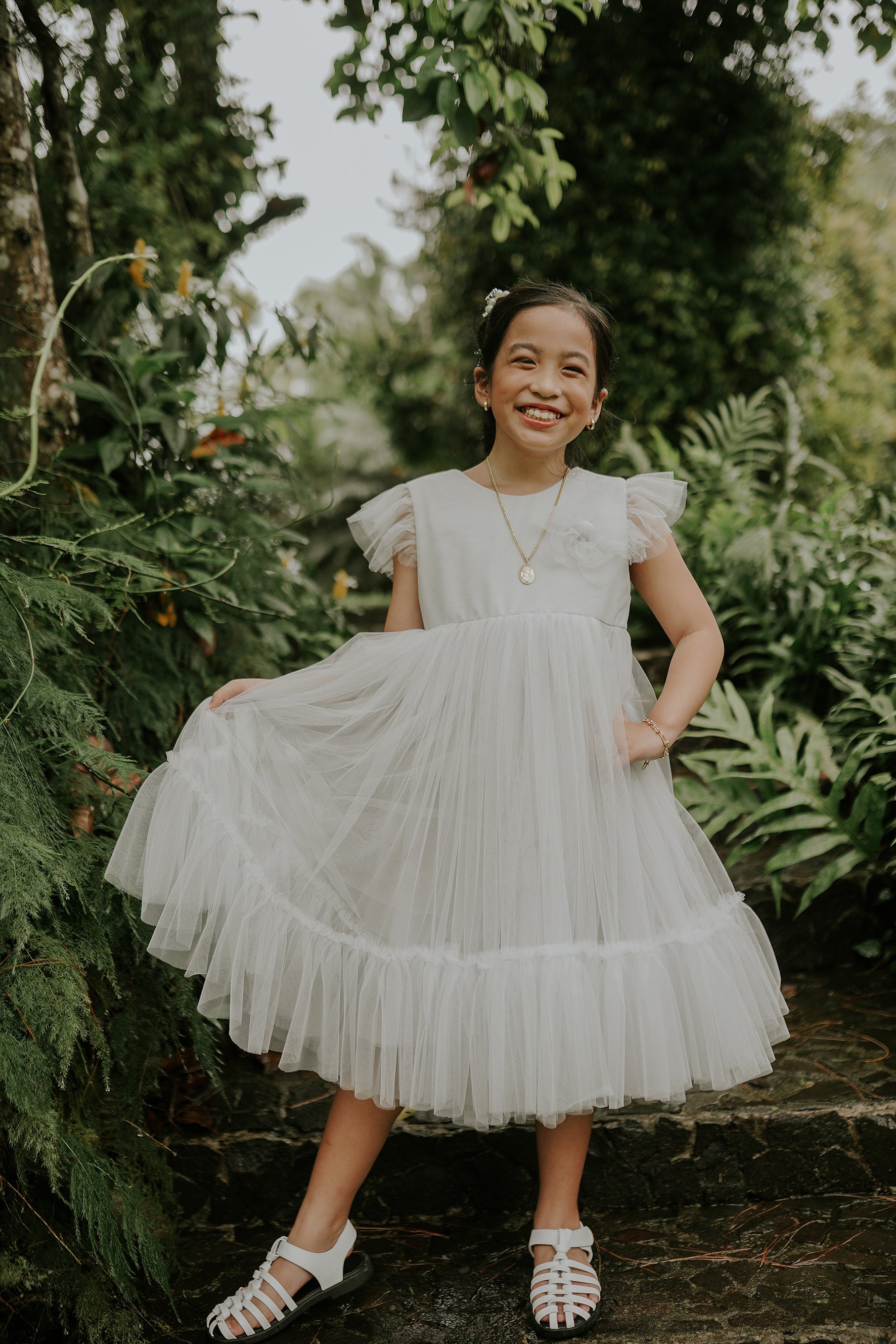 buy Enchanted Tulle Dress for Girls cute white front